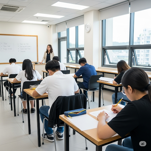 Student preparing for a test
